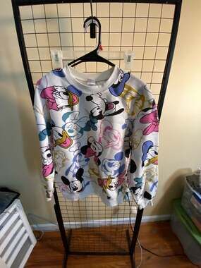 Disney Mickey And Friends Character Collage Print Crewneck Sweatshirt Medium
